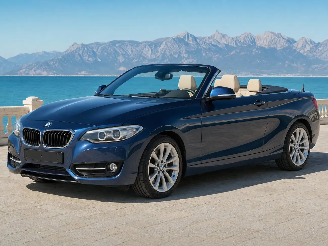 BMW 218i Cabrio Luxury синий 2018, аренда в Анталии