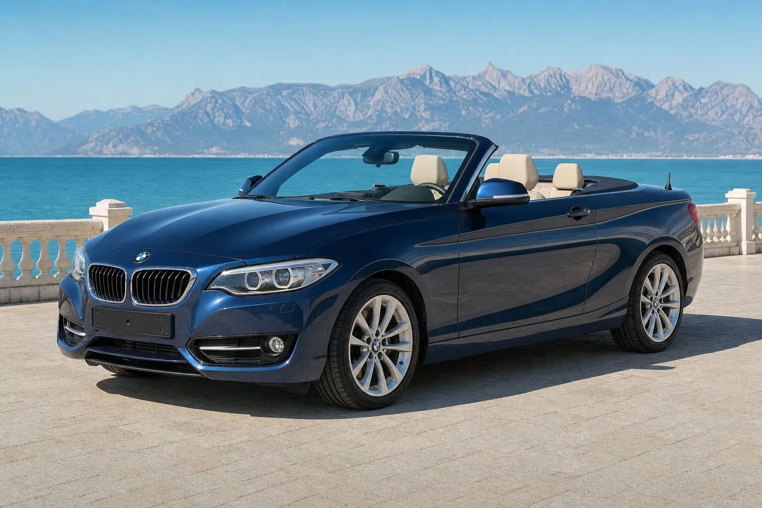 BMW 218i Cabrio Luxury синий 2018, аренда в Анталии