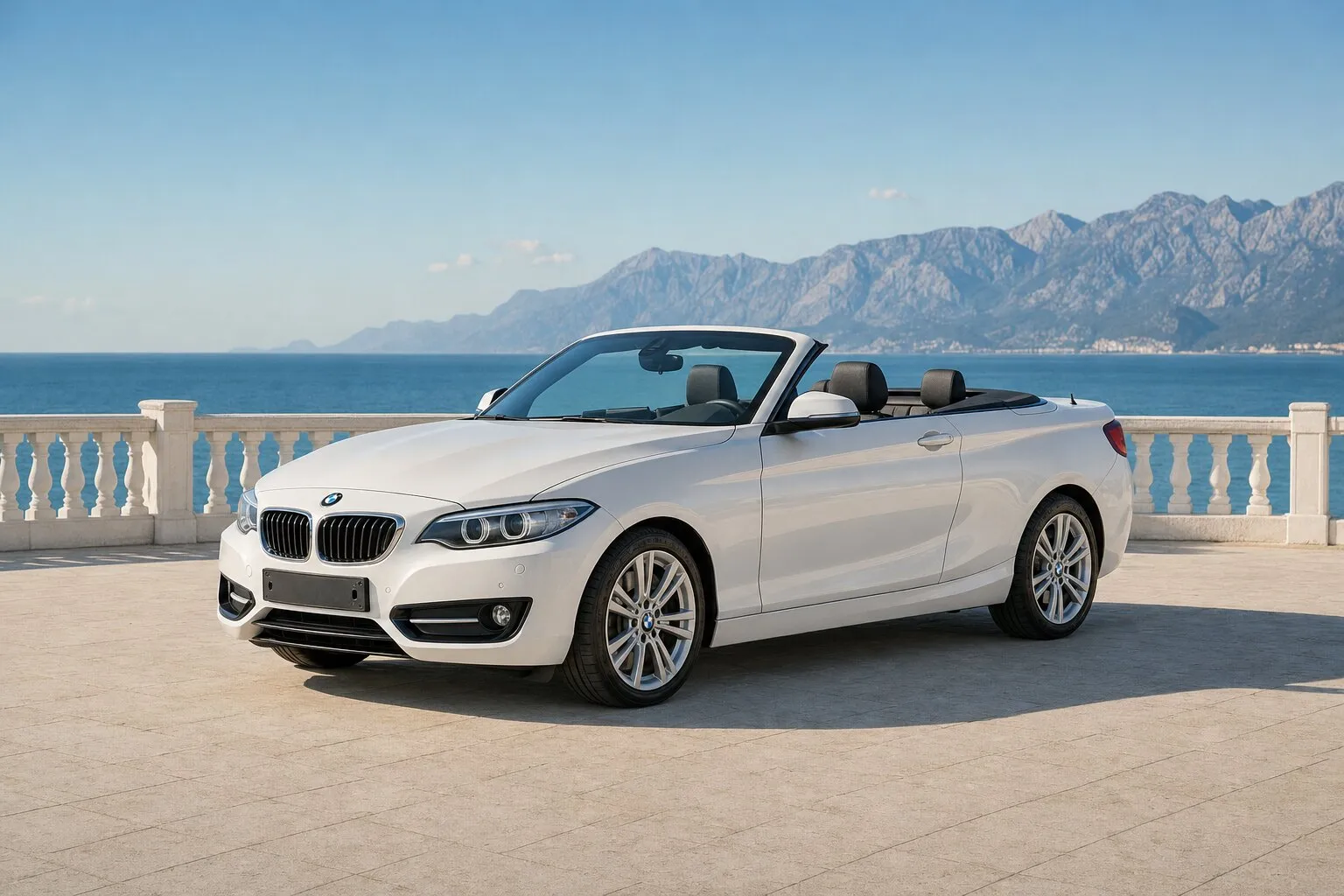 BMW 218i Cabrio Luxury белый, аренда в Анталии